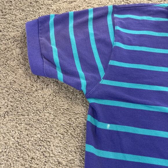 Vintage Woolrich Polo Shirt Blue Purple Stripes 90s Teal Vtg - Picture 6 of 8